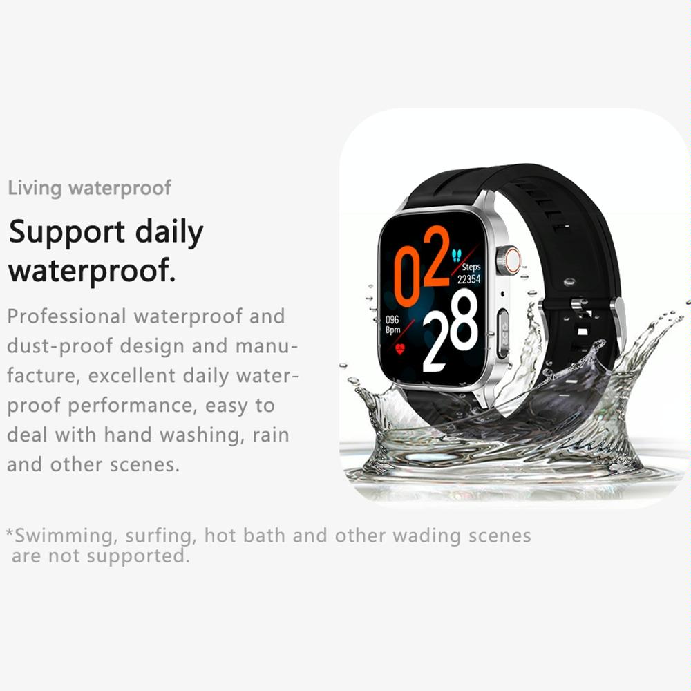1.85 Inch Tft Screen Leather Band Health Smart Watch Support Bluetooth Call / Plateau Blood Oxygen / Body Temperature / Arrhythmia / Ti Heart Rate Monitoring - Black