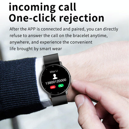1.28 Inch Touch Screen Ip67 Waterproof Smart Watch Support Blood Pressure Monitoring / Sleep Monitoring / Heart Rate Monitoring - Black