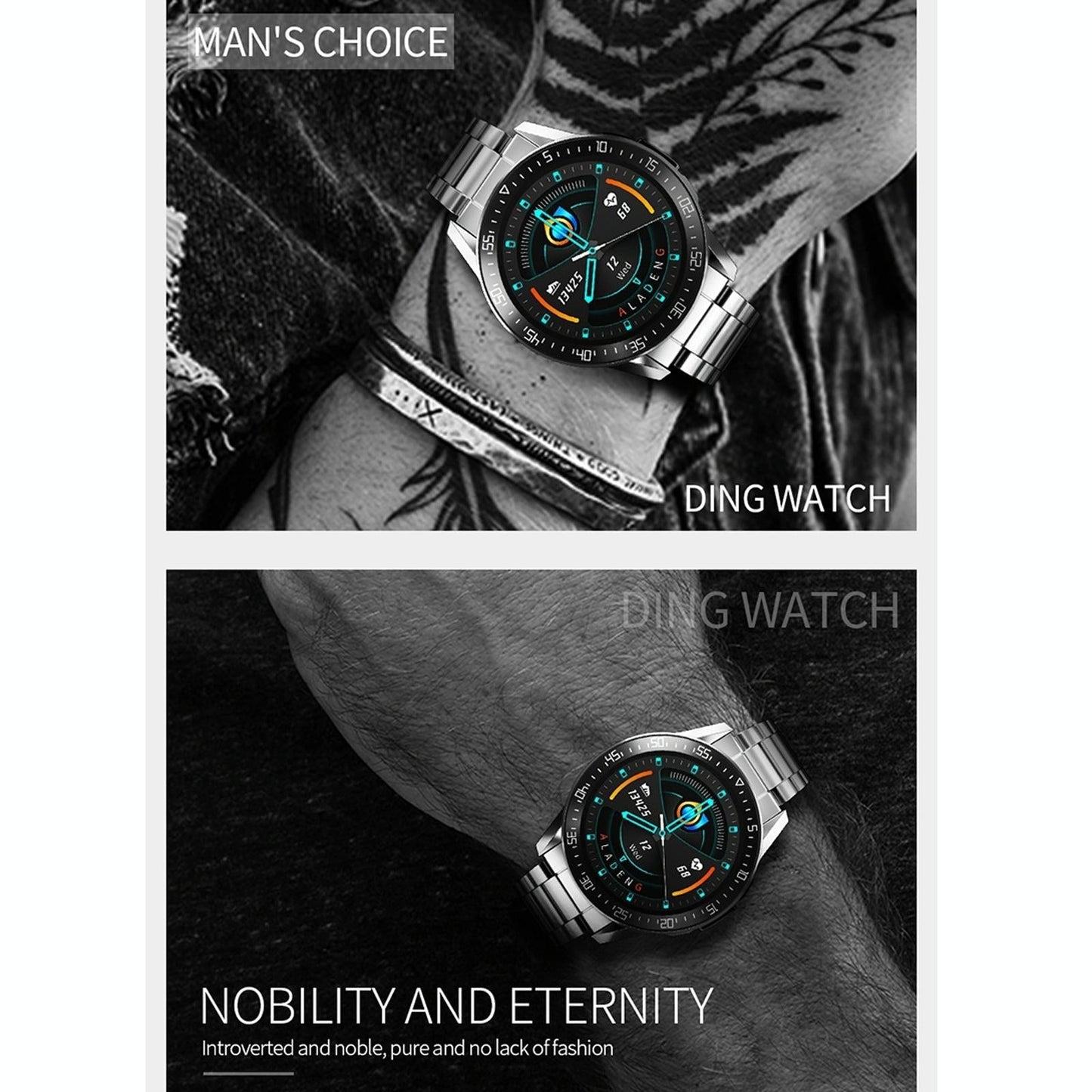 1.3 Inch Full-Fit Round Screen Smart Watch Support Sleep Monitor / Heart Rate Monitor / Temperature Monitoring Black