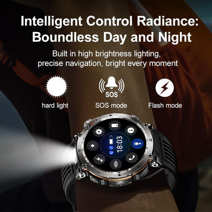 Waterproof Smart Watch With Flashlight And Compass - 1 Inch - Orange
