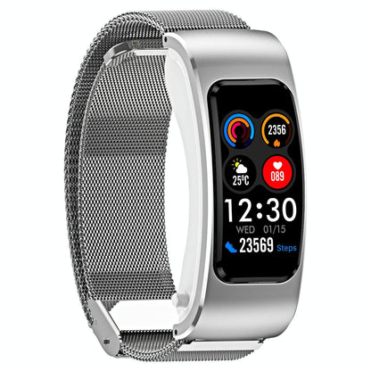 1.08 Inch Steel Band Earphone Detachable Life Waterproof Smart Watch Support Bluetooth Call - Black