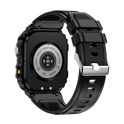 2.01 Inch Screen Silicone Strap 10M Waterproof Smart Watch Support Flashlight / Bluetooth Call / Hrv Black