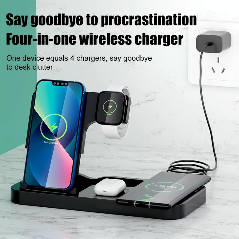 15W 4 In 1 Wireless Phone Charger Black
