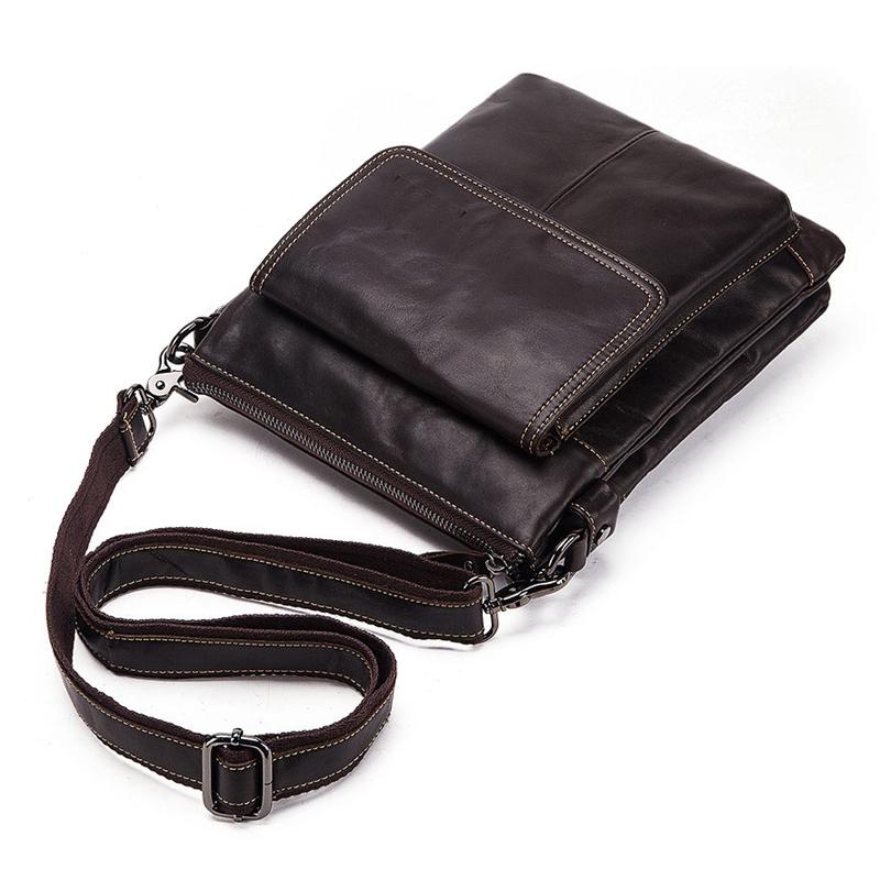 Retro Leather Crossbody Backpack For Men - Dark Brown
