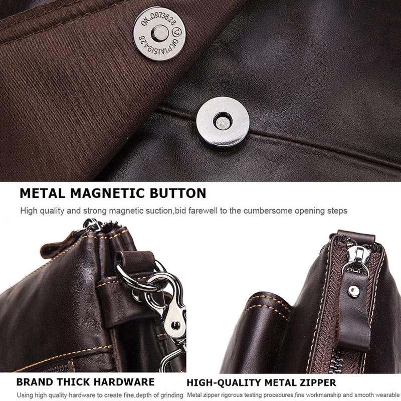 Retro Leather Crossbody Backpack For Men - Dark Brown