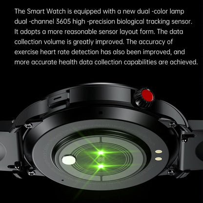 1.39 Inch Ip67 Waterproof Leather Band Smart Watch Supports Bluetooth Call / Blood Oxygen / Body Temperature Monitoring - Black
