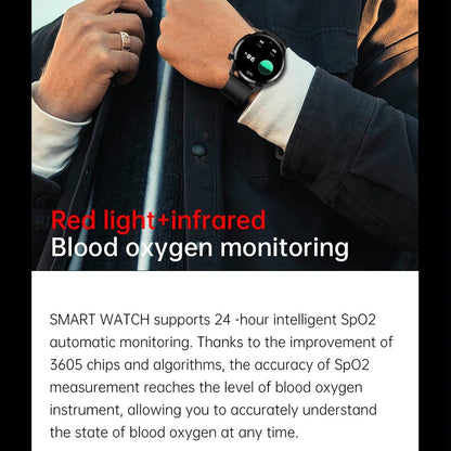 1.39 Inch Ip67 Waterproof Leather Band Smart Watch Supports Bluetooth Call / Blood Oxygen / Body Temperature Monitoring - Black