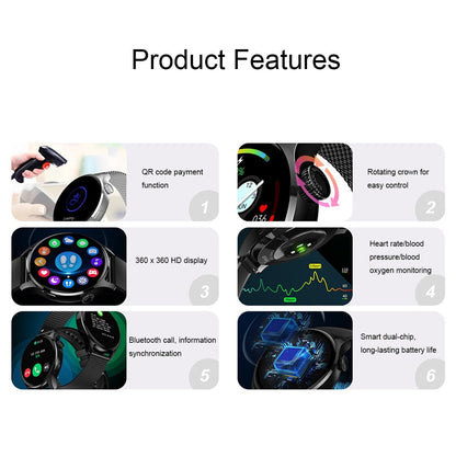 1.32 Inch Heart Rate Monitoring Smart Watch With Payment Function - Black Steel
