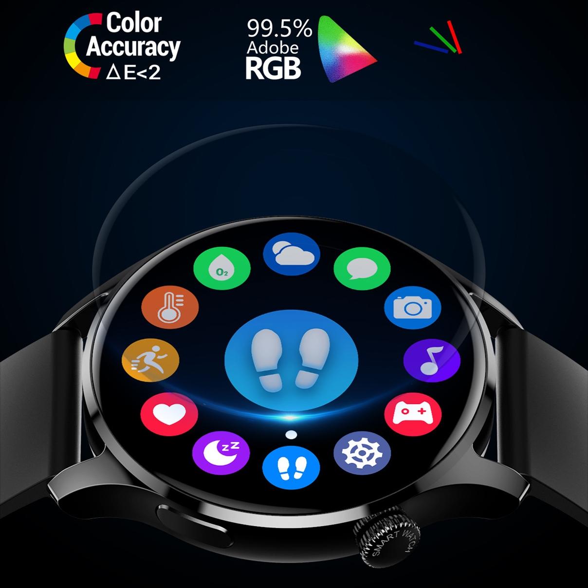 1.32 Inch Heart Rate Monitoring Smart Watch With Payment Function - Black Steel
