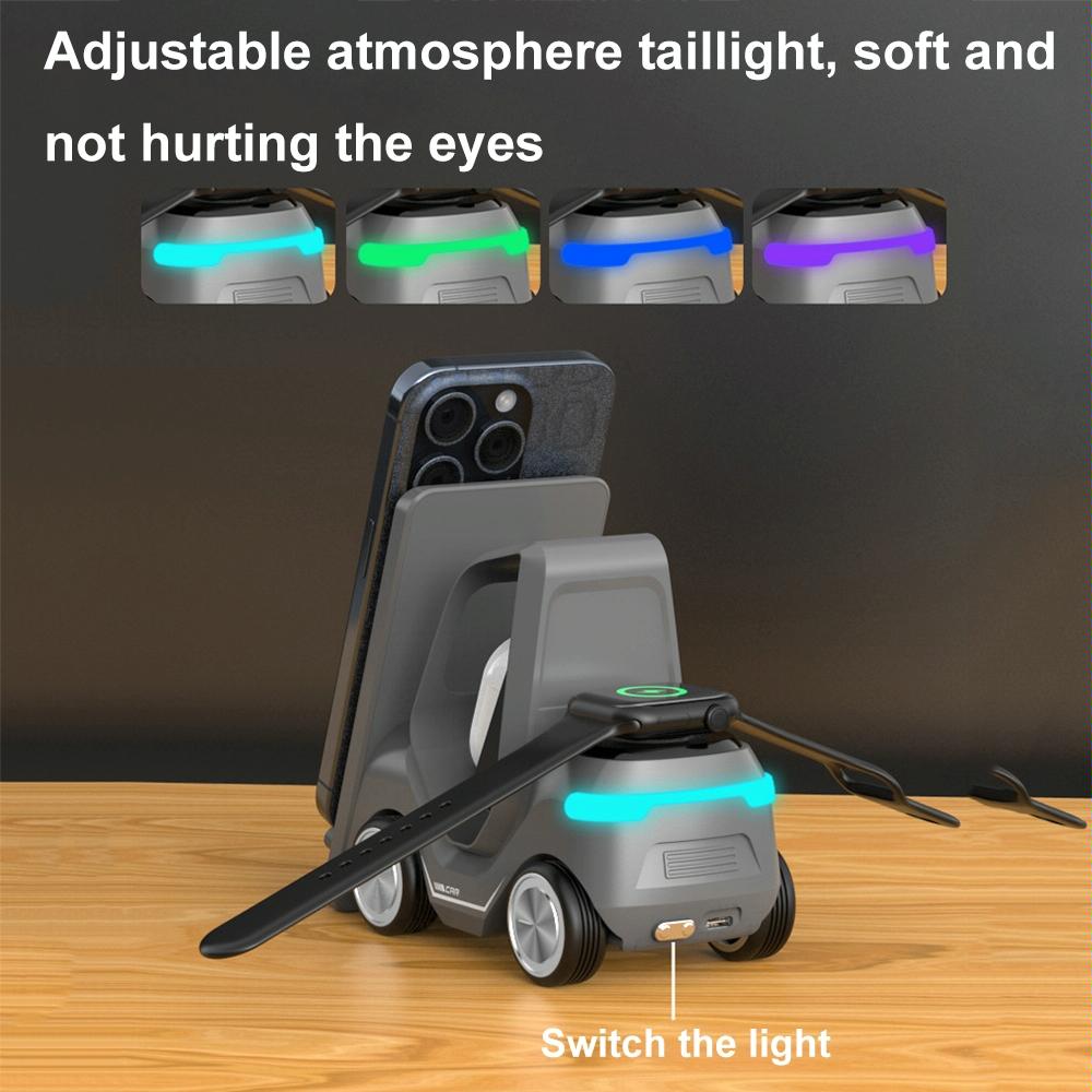 15W 3 In 1 Forklift Wireless Charger With Led Light - Gray