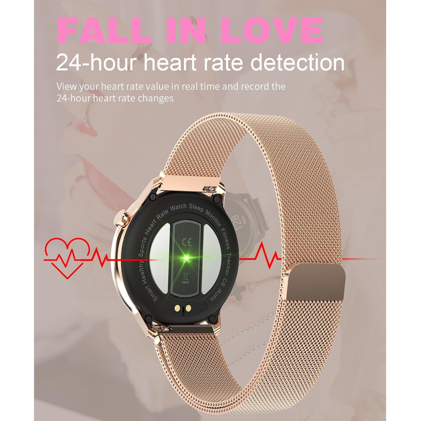 1.3 Inch Tft Colour Screen Ip68 Waterproof Women Smart Watch Support Body Temperature Monitor / Blood Pressure Monitor / Menstrual Cycle Reminder Black
