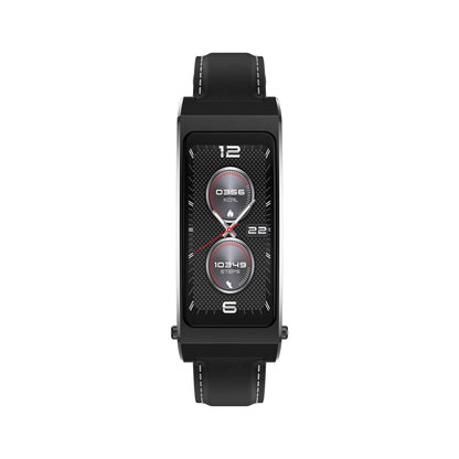 Smart Health Monitoring Bracelet With Bt Call And Leather Strap - Black Silicone Strap