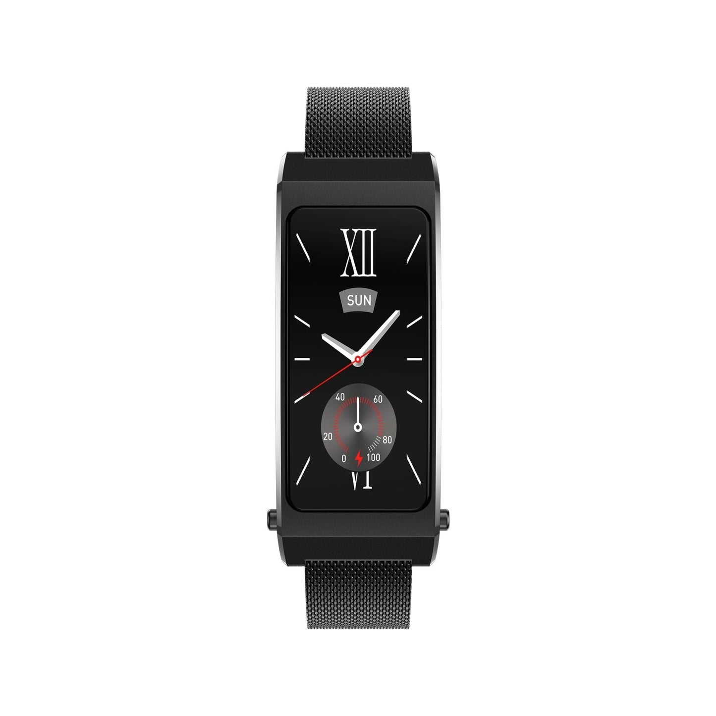 Smart Health Monitoring Bracelet With Bt Call And Leather Strap - Black Silicone Strap