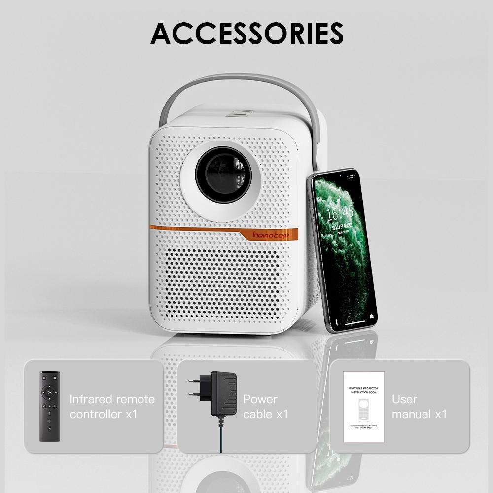 Portable Wifi Projector With Android 10 Os And Hd Display - White