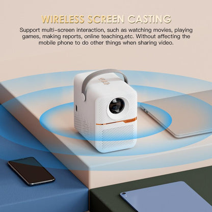 Portable Wifi Projector With Android 10 Os And Hd Display - White