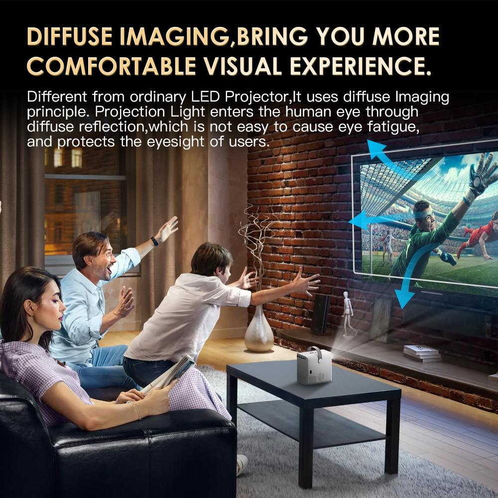 Portable Wifi Projector With Android 10 Os And Hd Display - White