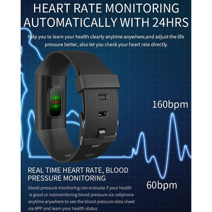 Waterproof Smart Bracelet With Step Heart And Sleep Monitoring - Ip67 - Black