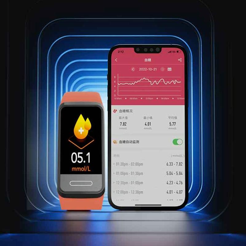 Smart Blood Glucose Sleep Tracker - Tft Hd Display - Blue