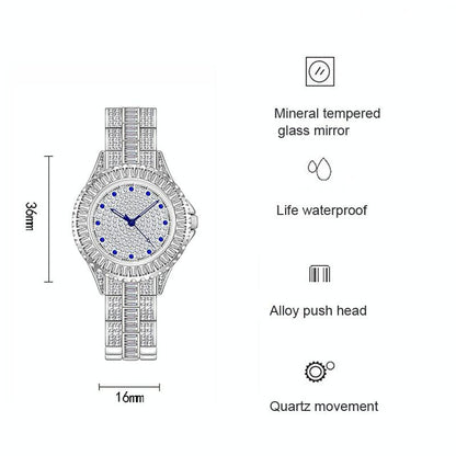 Diamond-inlaid Women Chain Watch - Elegant Jewelry - Silver Golden