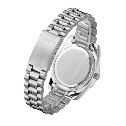 Men Quartz Watch with Diamond-encrusted Roman Numeral Dial - Gold Shell Red Dial