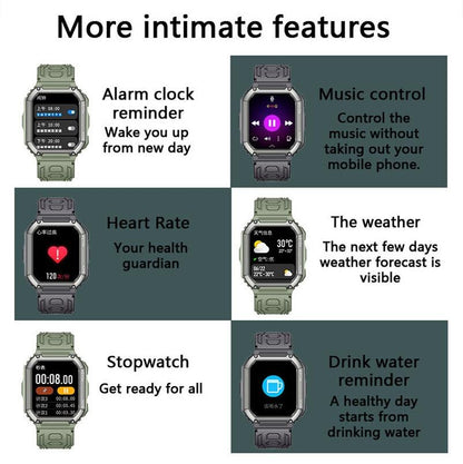 1.8 Inch Heart Rate Blood Pressure Monitoring Smart Calling Watch - Green