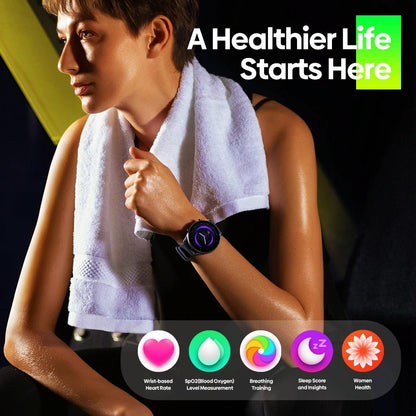1.39 Inch Screen Ip68 Smart Watch Supports Voice Calling / Health Monitoring - Blue