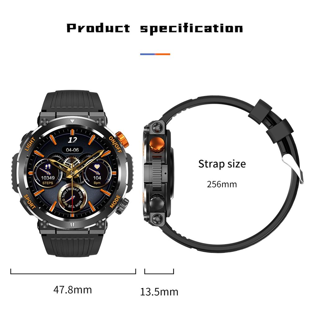 1.46 Inch Round Screen Bluetooth Smart Watch Support Health Monitoring & 100+ Sports Modes - Black