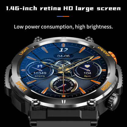 1.46 Inch Round Screen Bluetooth Smart Watch Support Health Monitoring & 100+ Sports Modes - Black