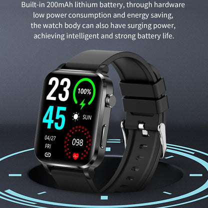 1.7 Inch Hd Square Screen Leather Strap Smart Watch Supports Body Temperature Monitoring / Blood Oxygen Monitoring - Brown