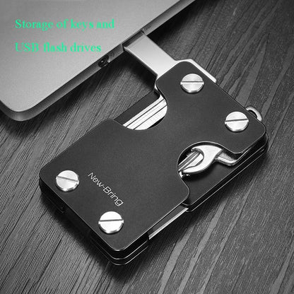 Multifunctional Edc Wallet For Keys & U Disk New Bring Metal Card Holder - Carbon Fiber