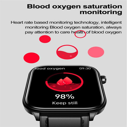1.96 Inch Colour Screen Smart Watch Leather Strap Support Bluetooth Call / Ecg - Brown
