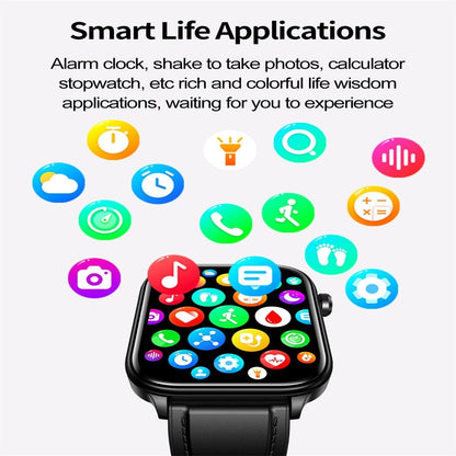 1.96 Inch Colour Screen Smart Watch Leather Strap Support Bluetooth Call / Ecg - Brown