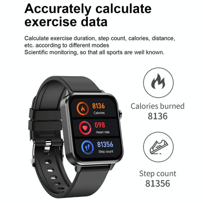 1.7 Inch Tft Colour Screen Ip68 Waterproof Smart Watch Support Blood Oxygen Monitoring / Body Temperature Monitoring / Ai Medical Diagnosis - Leather Strap - Brown