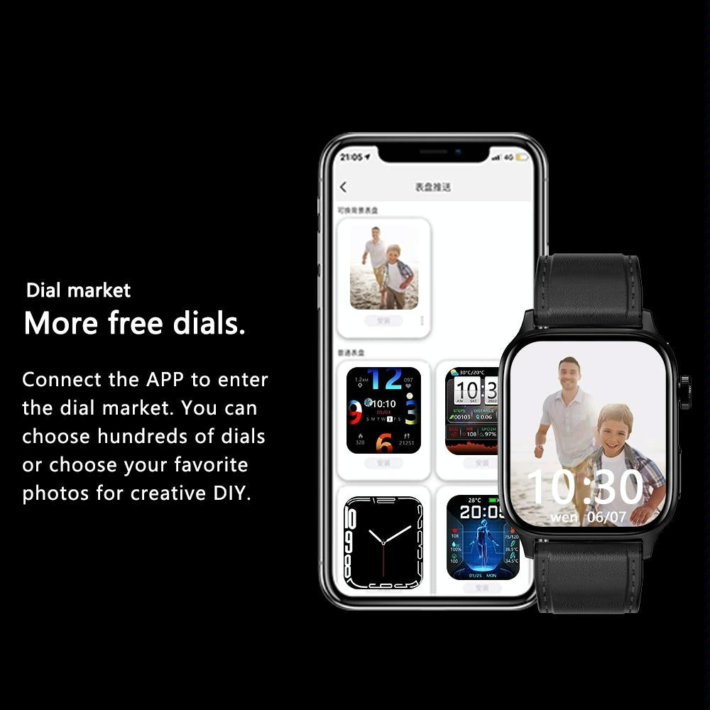 1.85 Inch Tft Screen Leather Band Health Smart Watch Support Bluetooth Call / Plateau Blood Oxygen / Body Temperature / Arrhythmia / Ti Heart Rate Monitoring - Brown
