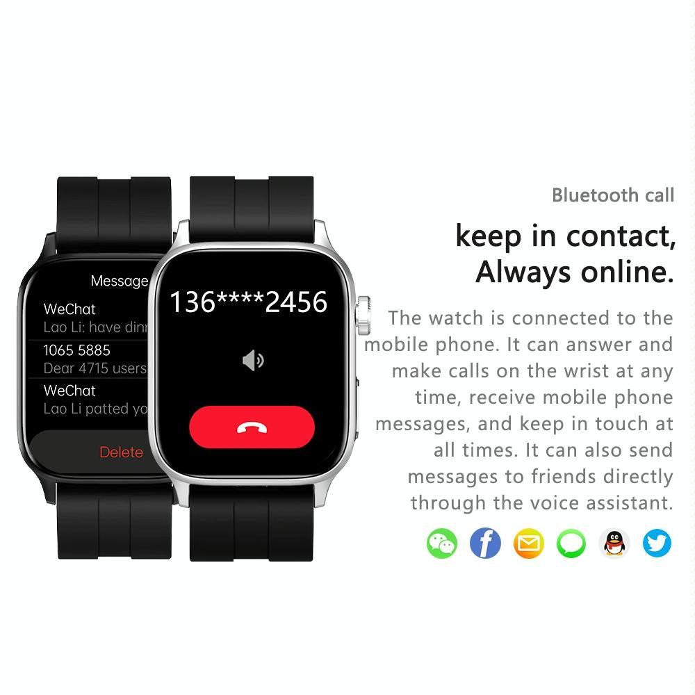 1.85 Inch Tft Screen Leather Band Health Smart Watch Support Bluetooth Call / Plateau Blood Oxygen / Body Temperature / Arrhythmia / Ti Heart Rate Monitoring - Brown