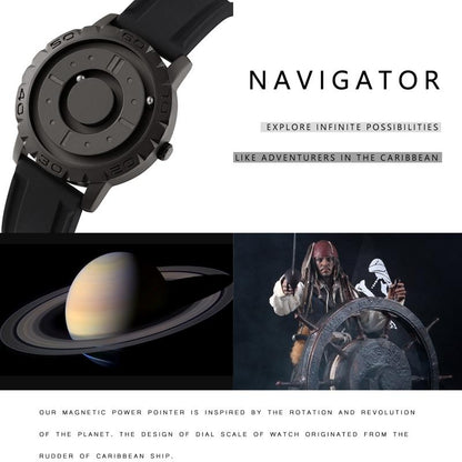 Bezel-free Magnetic Ball Watch - Men Design - Silver