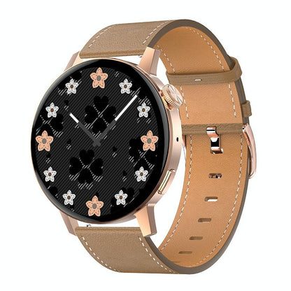 Smart Leather Watch With Colour Screen - Silver