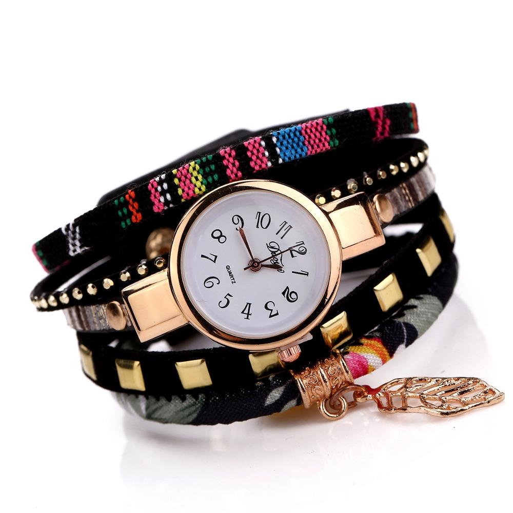 Leaf Pendant Quartz Bracelet Watch for Women - Red