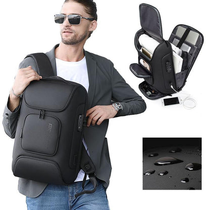 Waterproof Antitheft Men Backpack for 15.6 Laptop - Travel Ready - Grey