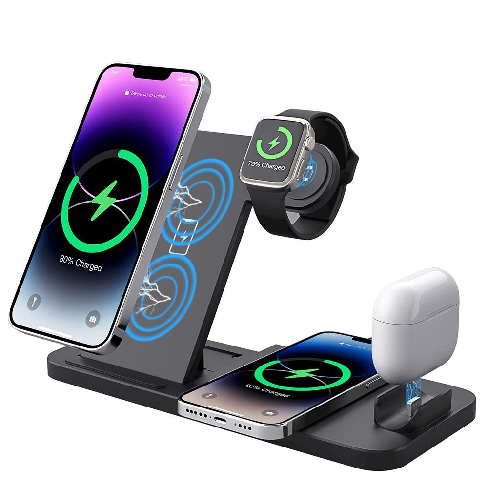 Foldable 4 In 1 Wireless Charger For Mobile Devices - White