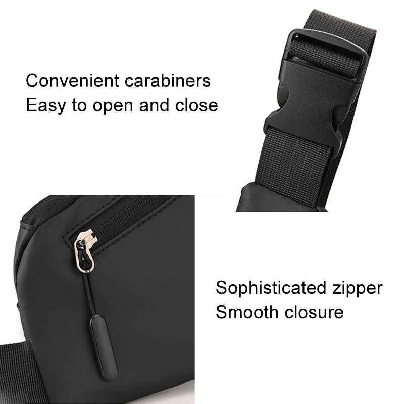 Leather Anti Theft Triangle Bag Secure Crossbody Chest Bag - Black