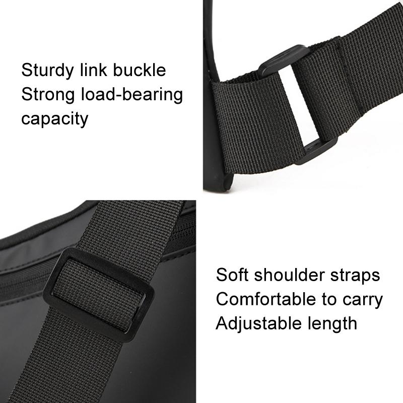 Leather Anti Theft Triangle Bag Secure Crossbody Chest Bag - Black