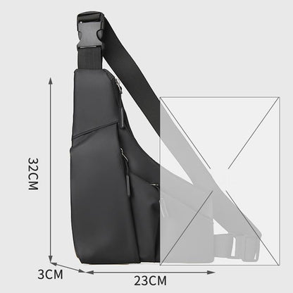 Leather Anti Theft Triangle Bag Secure Crossbody Chest Bag - Black