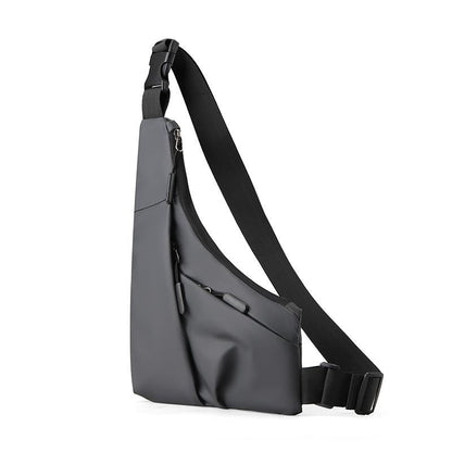 Leather Anti Theft Triangle Bag Secure Crossbody Chest Bag - Black