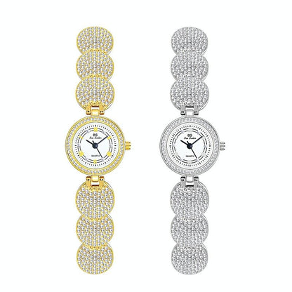 Diamond-inlaid Women Chain Watch - Elegant Accessory - Silver