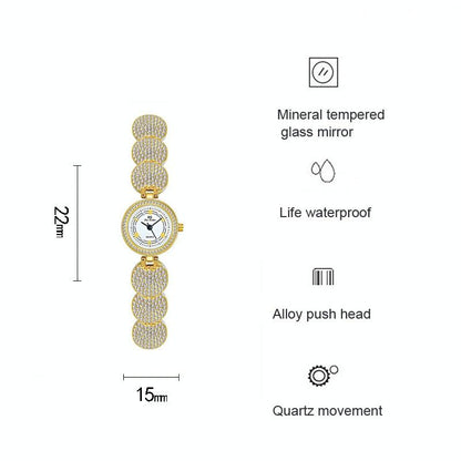 Diamond-inlaid Women Chain Watch - Elegant Accessory - Silver
