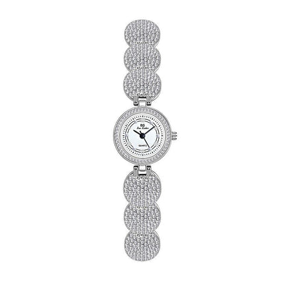 Diamond-inlaid Women Chain Watch - Elegant Accessory - Silver