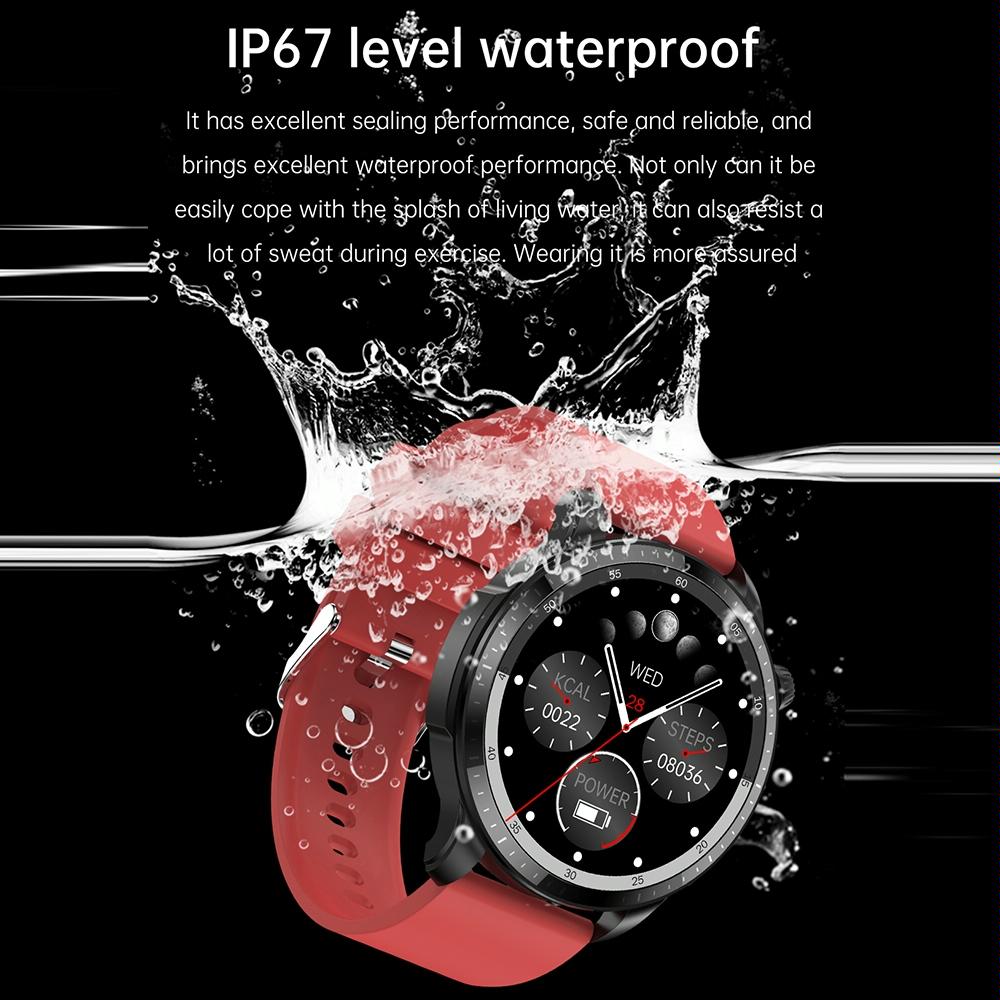 1.39 Inch Ip67 Waterproof Leather Band Smart Watch Supports Bluetooth Call / Blood Oxygen / Body Temperature Monitoring - Brown