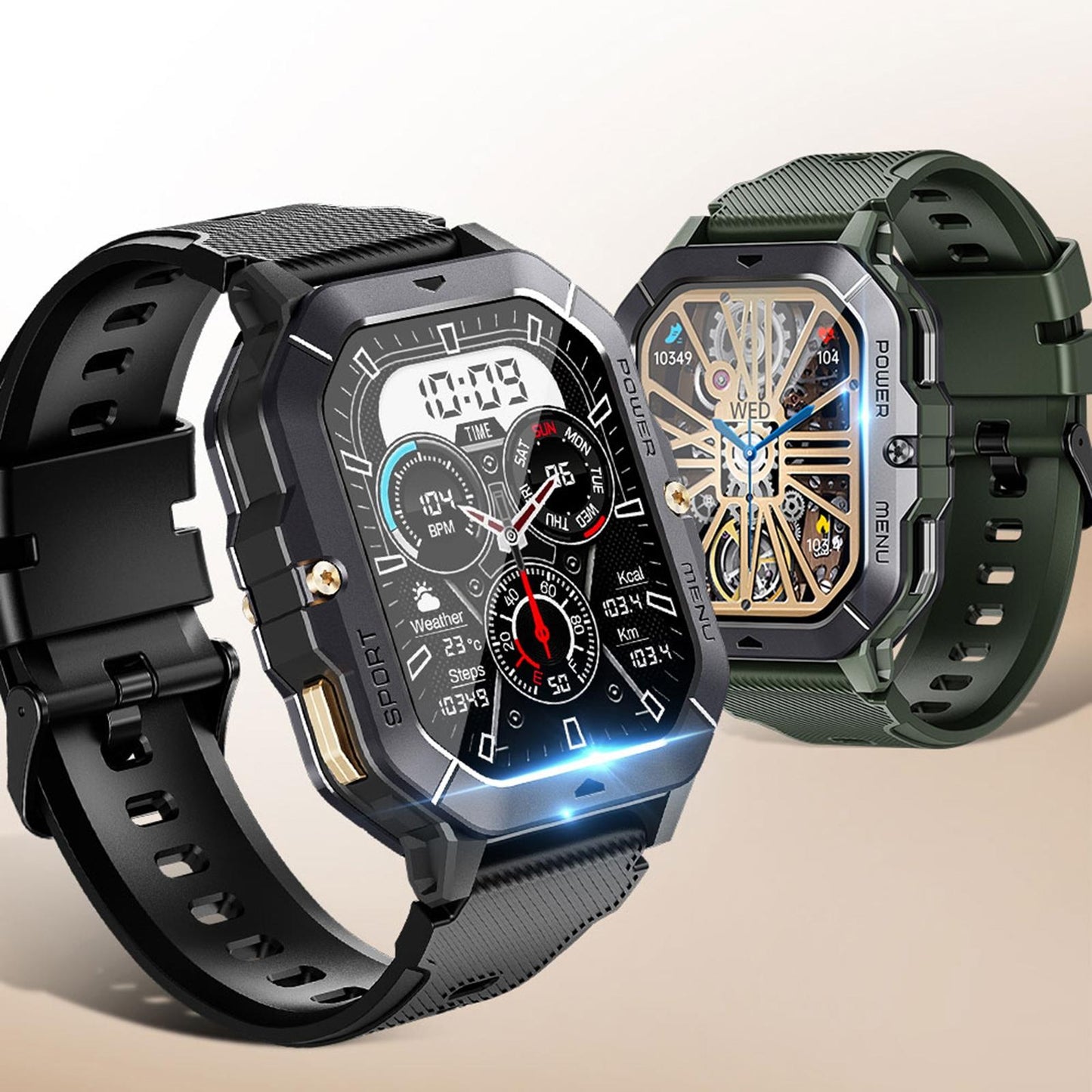 2.02 Inch Sport Smart Watch Support Bluetooth Call / Sleep / Blood Oxygen / Heart Rate / Blood Pressure Health Monitor - Green