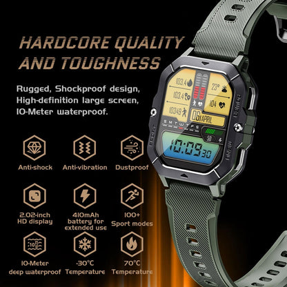 2.02 Inch Sport Smart Watch Support Bluetooth Call / Sleep / Blood Oxygen / Heart Rate / Blood Pressure Health Monitor - Green